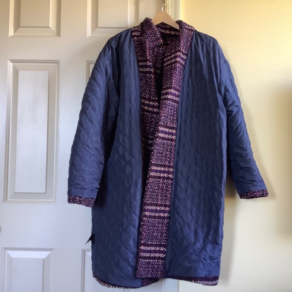 Rag & Bone Estelle Cocoon Wool Blend Plaid Coat Purple SZ Large - Picture 11 of 16